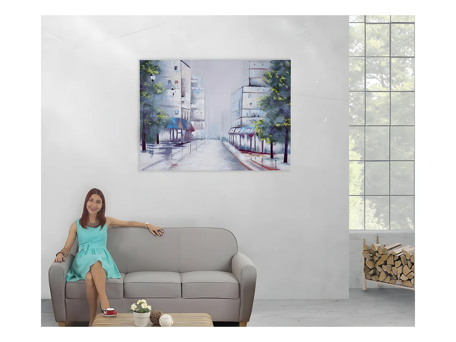 Olieverfschilderij Dorp handgeschilderd