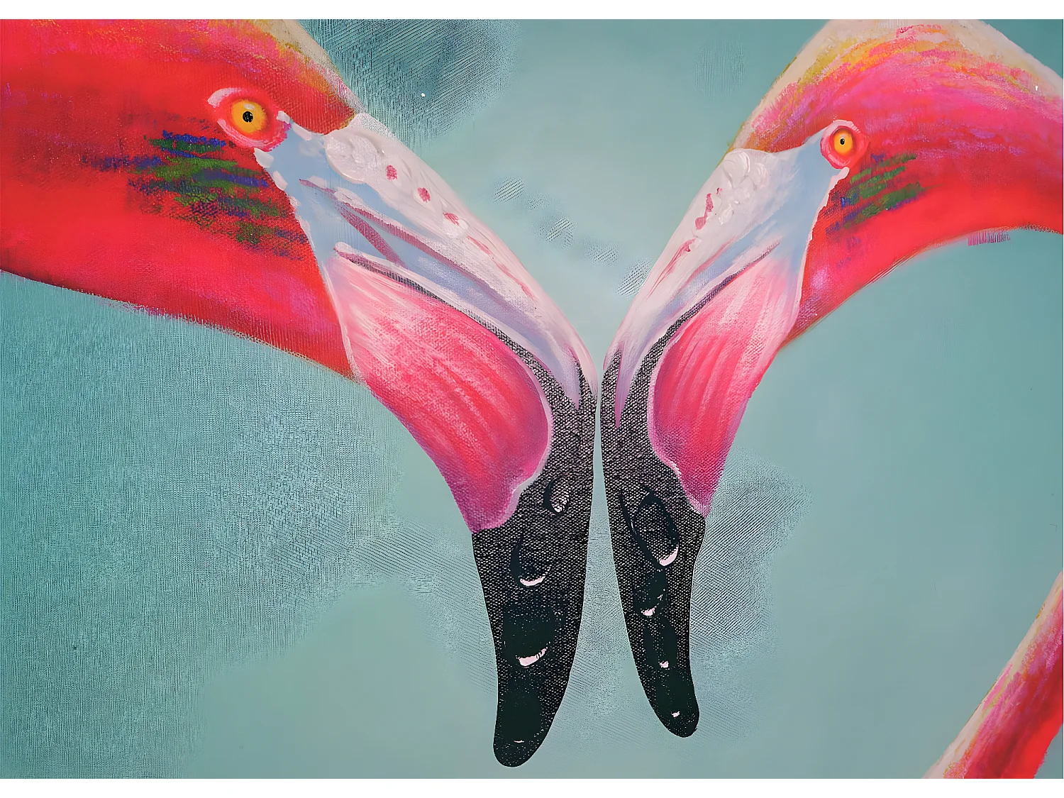 Olieverfschilderij Flamingo, handgeschilderd