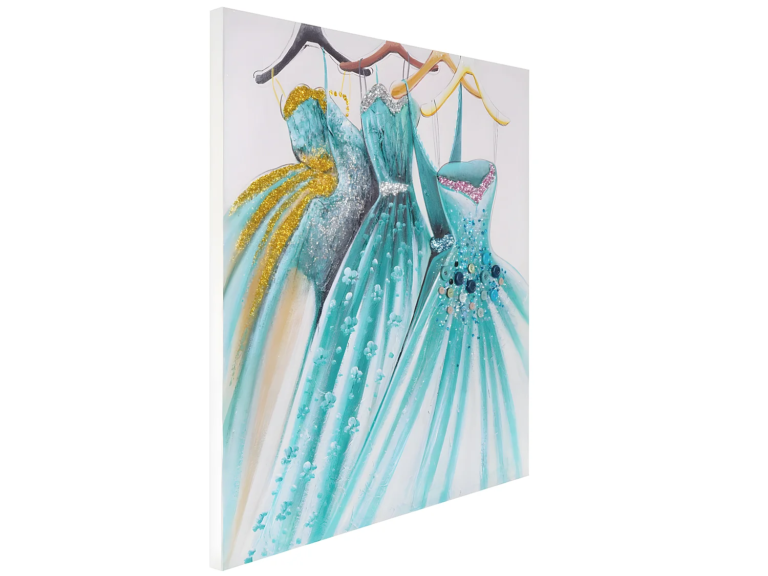 Olieverfschilderij Groene jurken, handgeschilderd