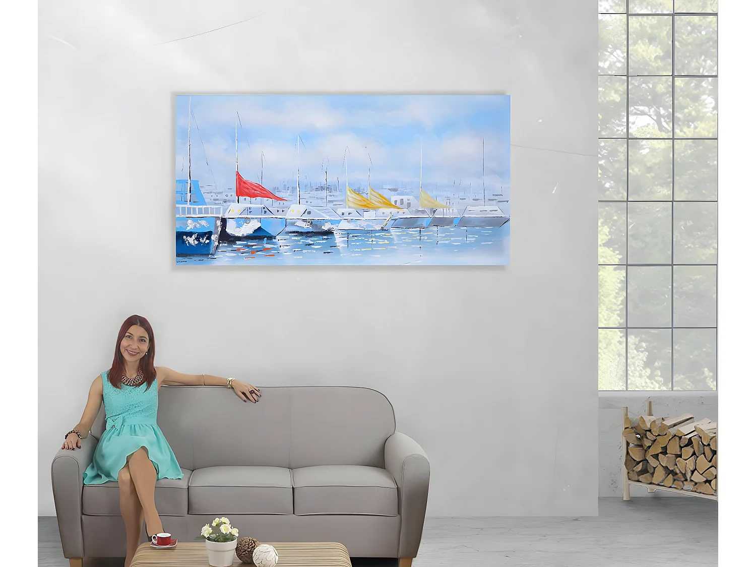 Olieverf schilderij boten handgeschilderd