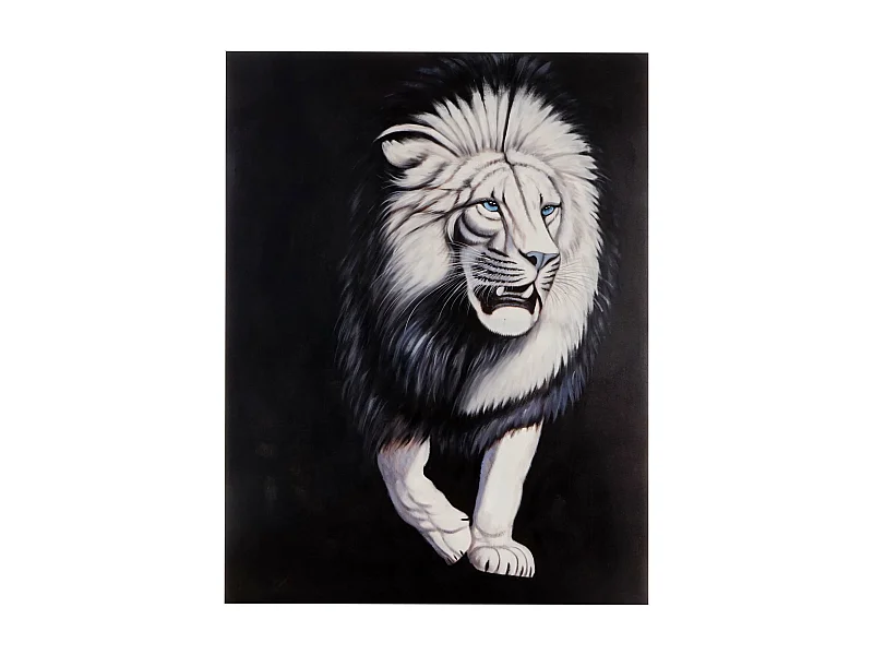 Peinture à l'huile réalisée à la main représentant un lion blanc