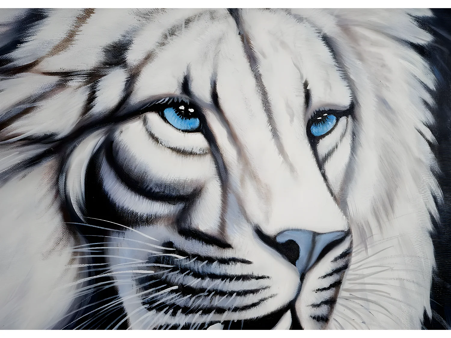 Pintura a óleo Leão branco pintado à mão