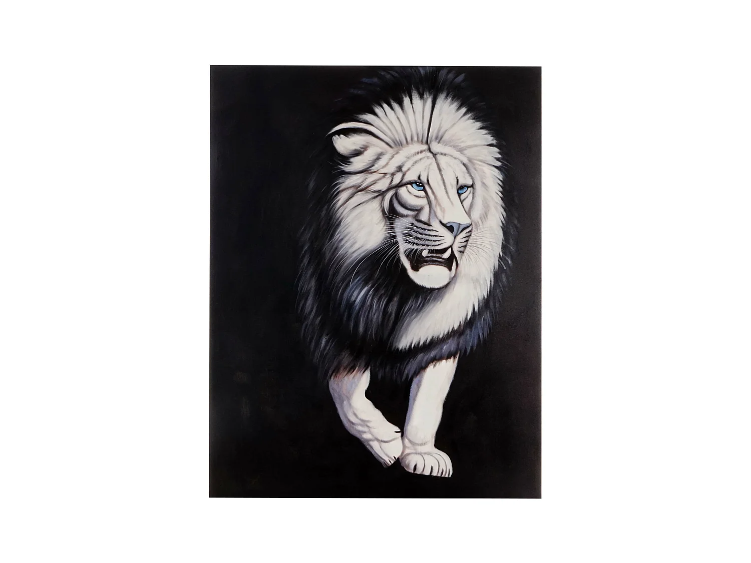 Peinture à l'huile réalisée à la main représentant un lion blanc