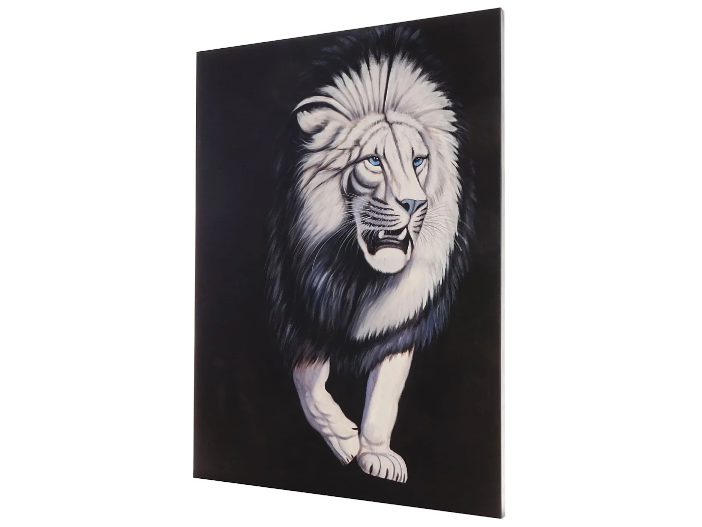 Peinture à l'huile réalisée à la main représentant un lion blanc