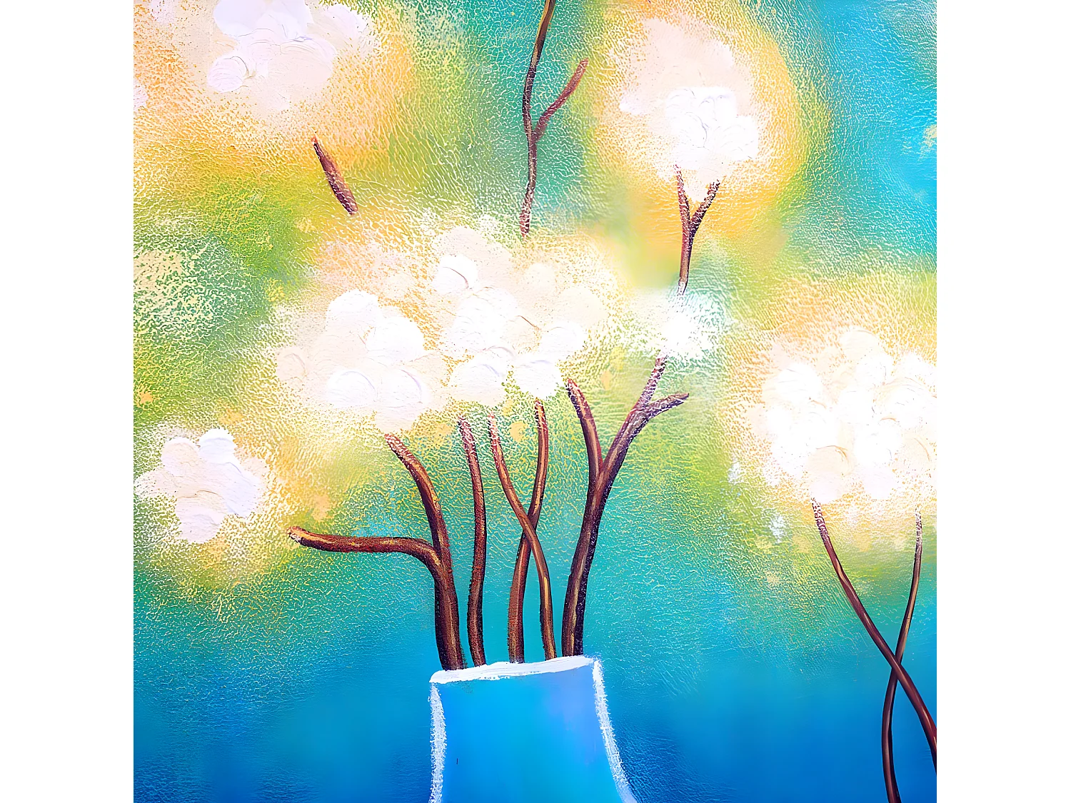 Dipinto a mano pittura ad olio su tela 135x70cm vasi