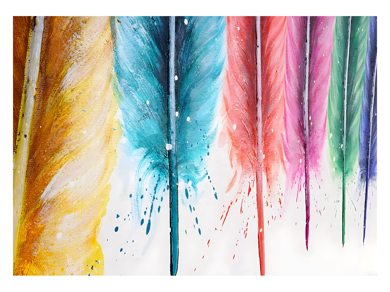 Peinture à l'huile Plumes peintes à la main