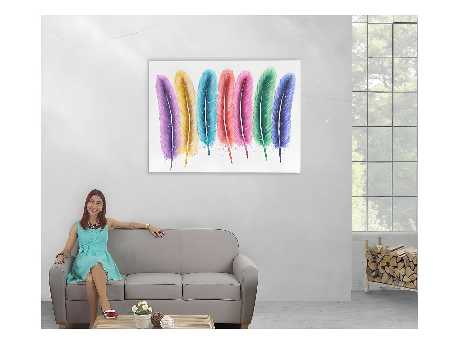 Peinture à l'huile Plumes peintes à la main