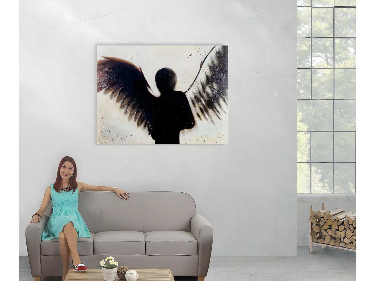 Óleo ángel pintado a mano