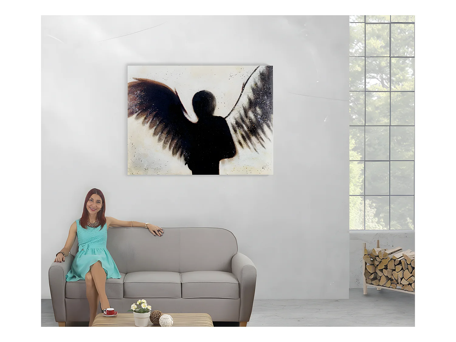 Peinture à l'huile réalisée à la main représentant un ange