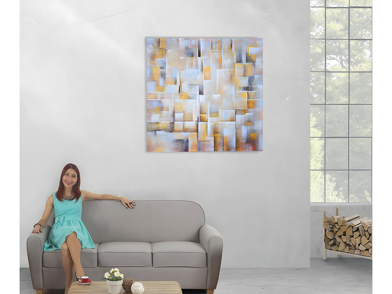 Peinture à l'huile Cubes peinte à la main