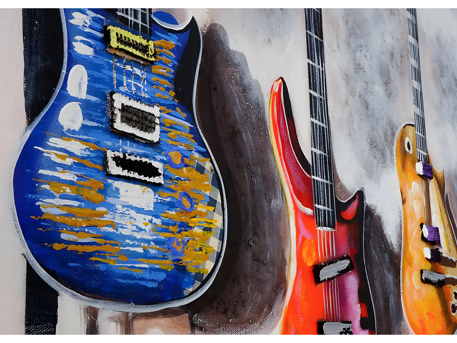 Peinture à l'huile Guitares peintes à la main