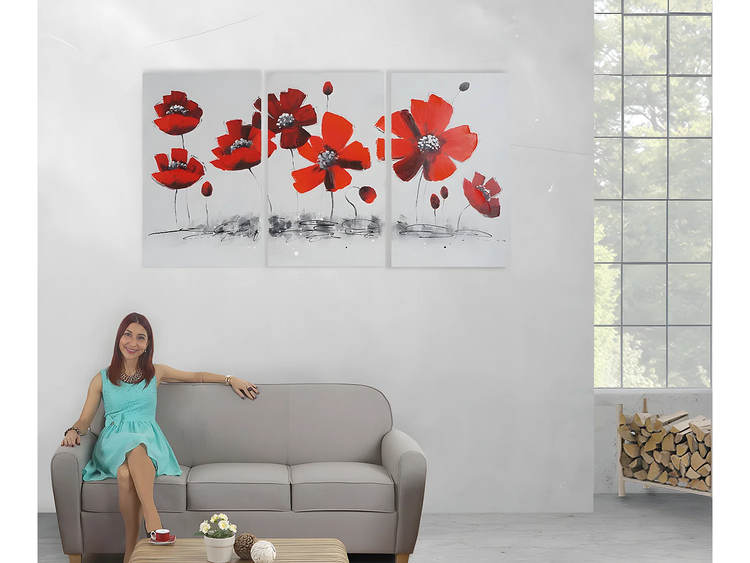 Pintura al óleo amapola pintada a mano