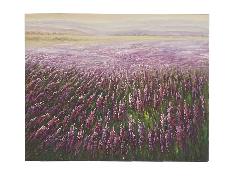 Pintura a óleo campo de flores pintada à mão