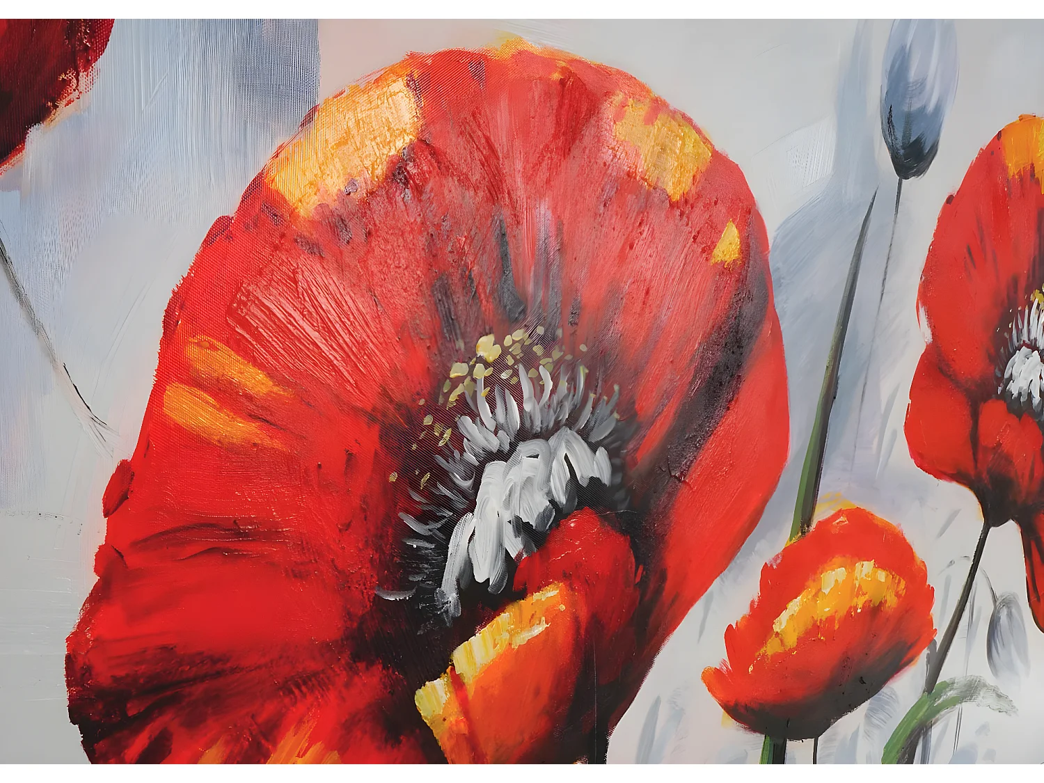 Dipinto a mano pittura ad olio su tela 140x70cm papavero rosso