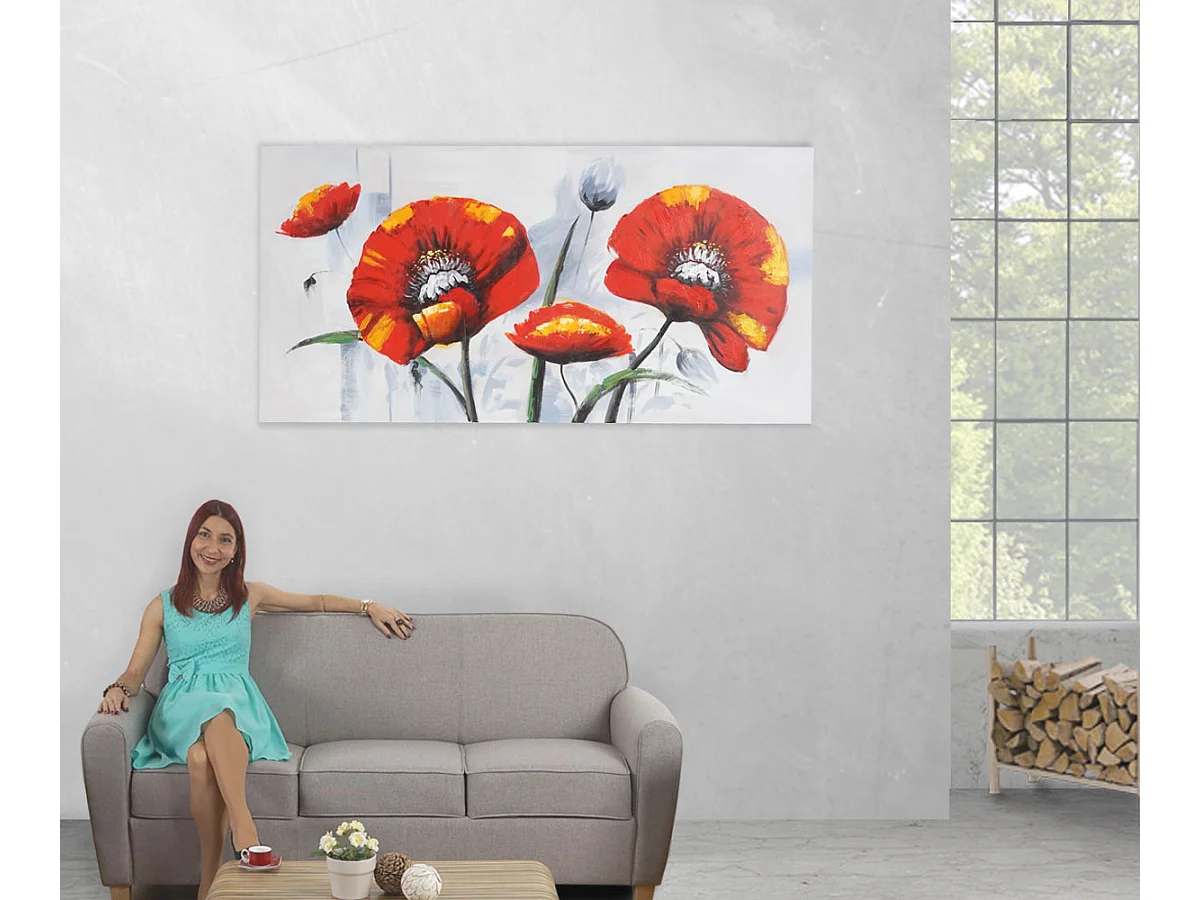 Ölgemälde Roter Mohn handgemalt