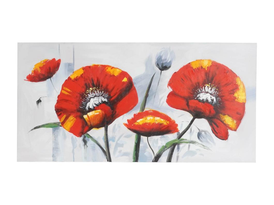 Pintura al óleo Amapola roja pintada a mano