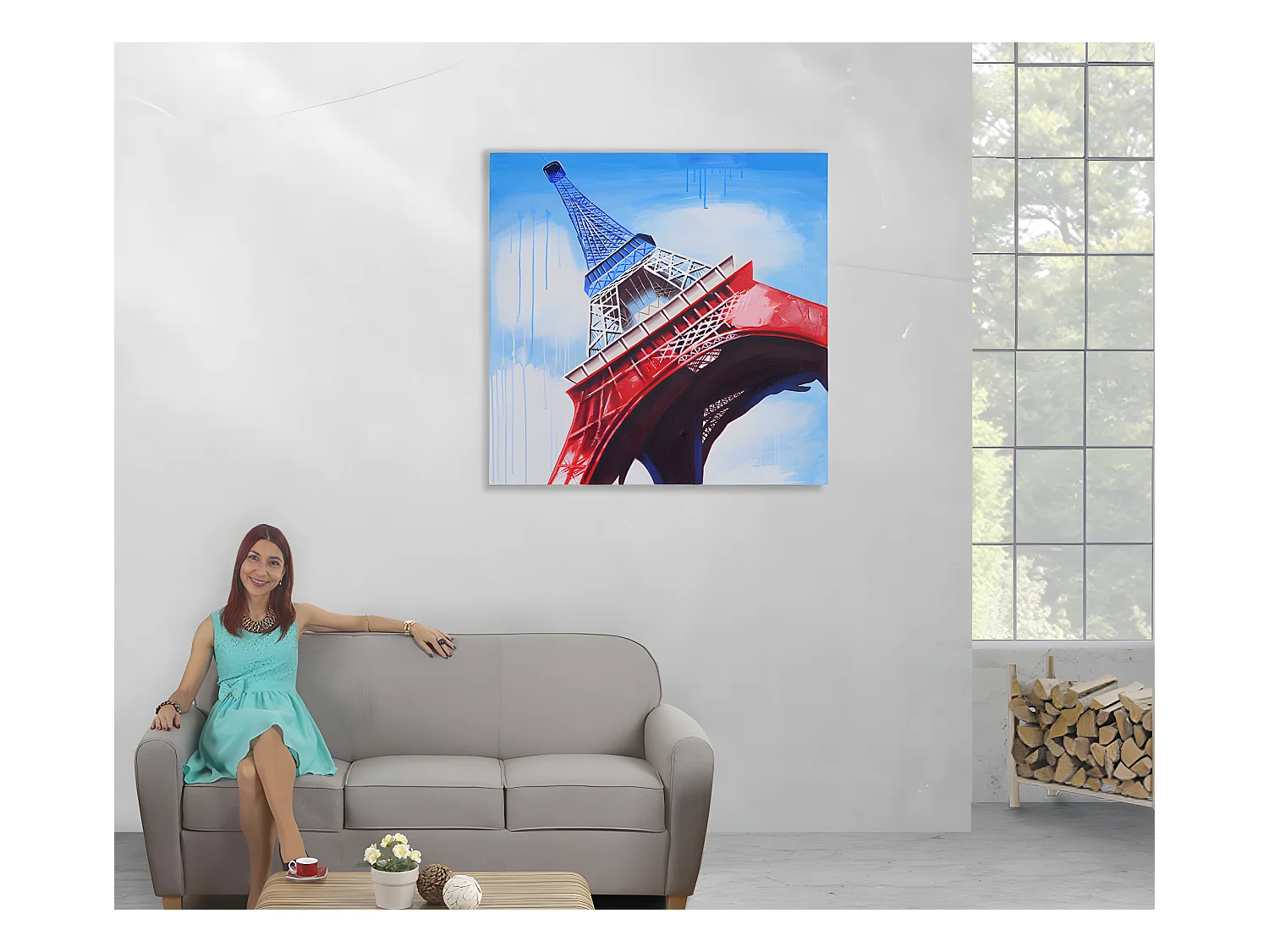 Olieverfschilderij Eiffeltoren, handgeschilderd