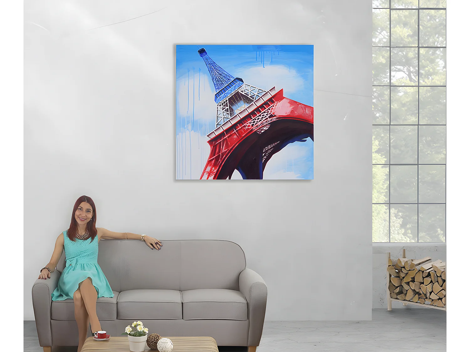 Peinture à l'huile réalisée à la main représentant la Tour Eiffel