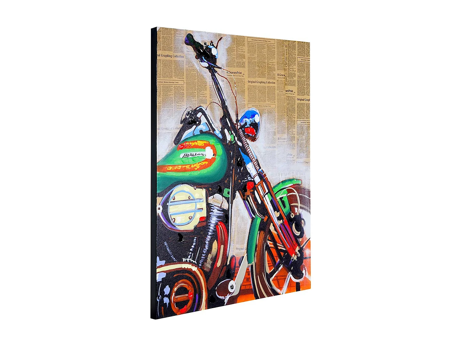 Dipinto a mano pittura ad olio su tela 80x100cm motocicletta