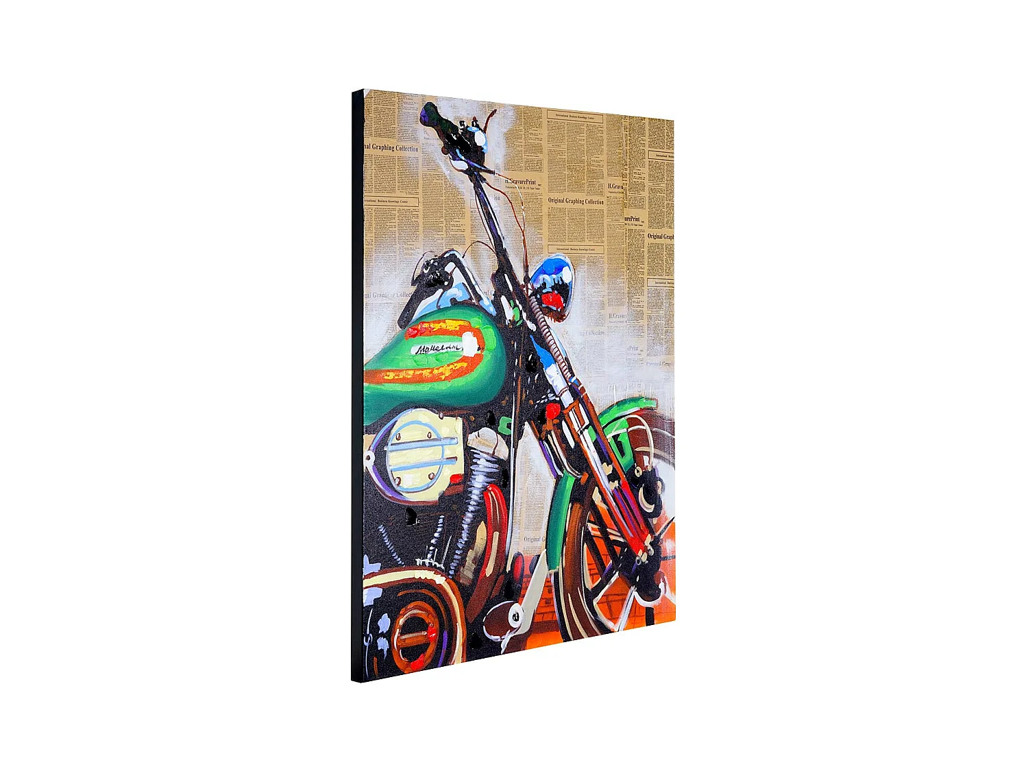 Olieverfschilderij motorfiets, handgeschilderd