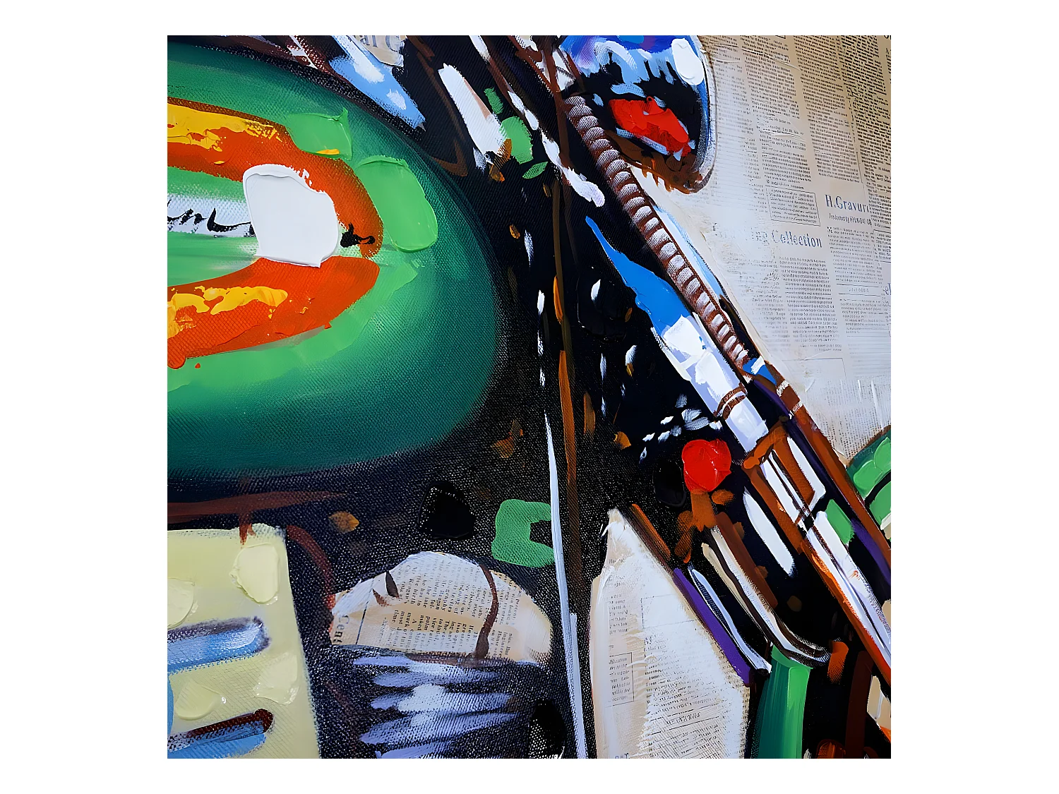 Olieverfschilderij motorfiets, handgeschilderd