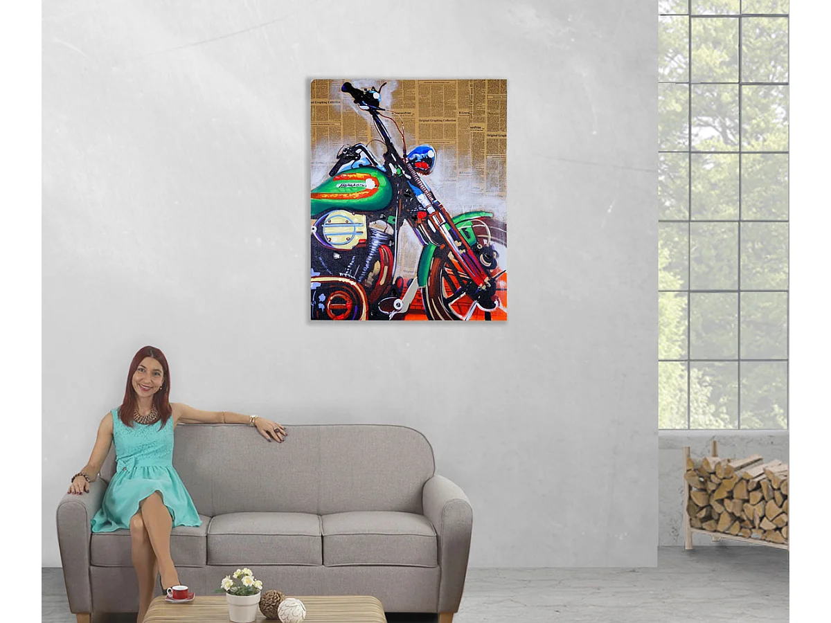 Peinture à l'huile Moto peinte à la main