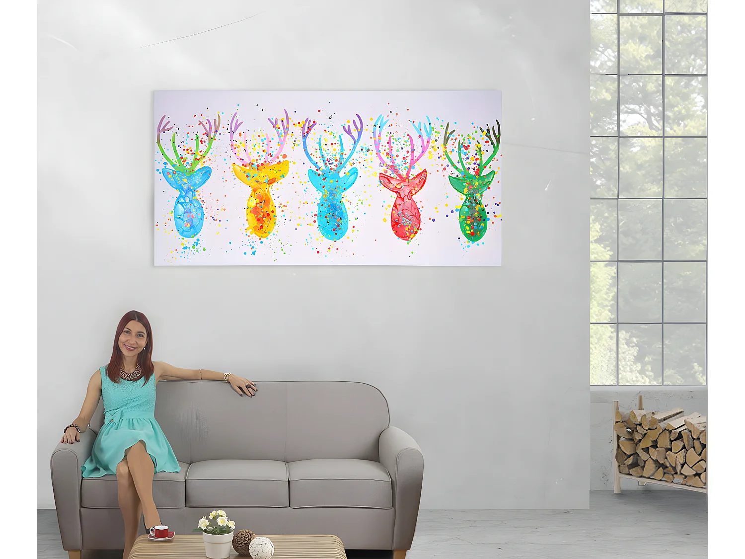 Peinture à l'huile Cerfs II peinte à la main