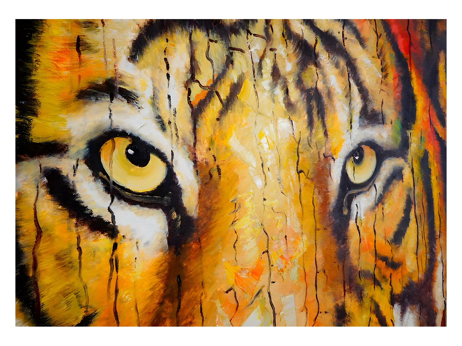 Olieverfschilderij Tijger, handgeschilderd