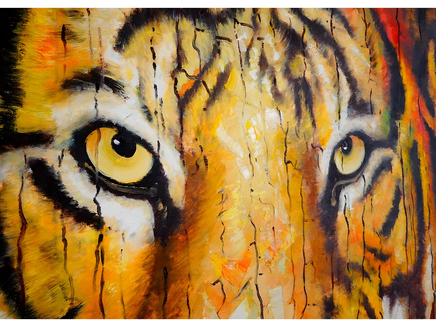 Peinture à l'huile réalisée à la main sur le thème du tigre