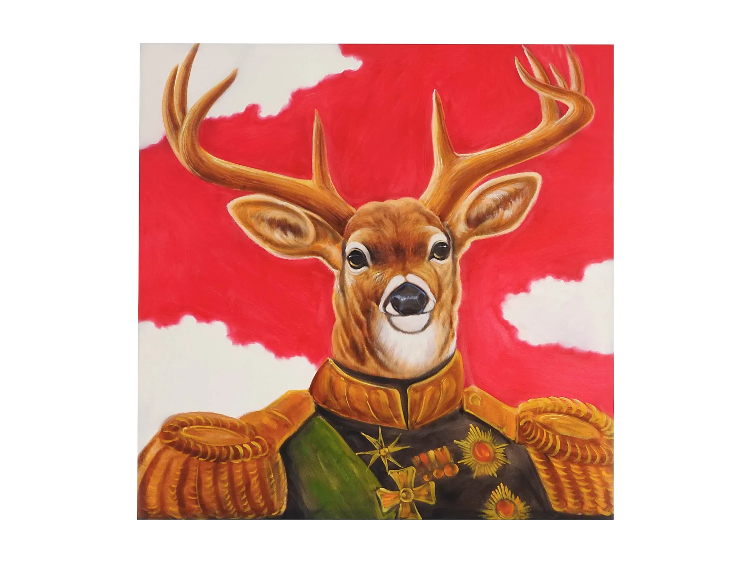 Pintura a óleo de veado pintada à mão