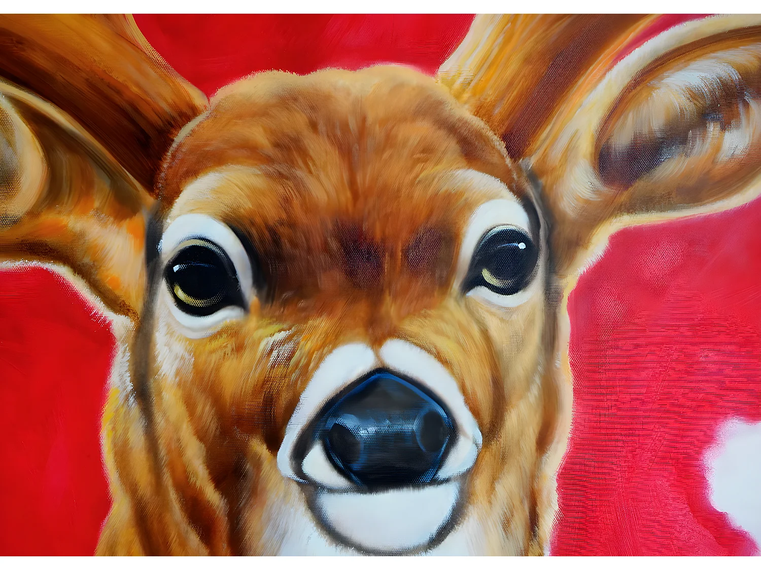 Pintura a óleo de veado pintada à mão