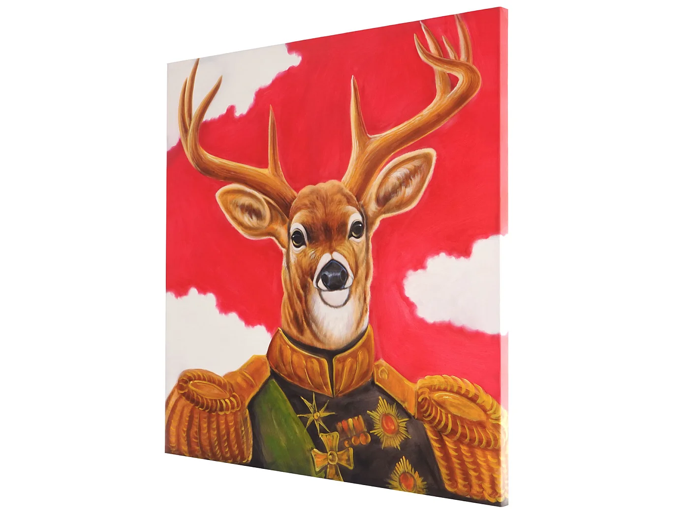 Pintura a óleo de veado pintada à mão