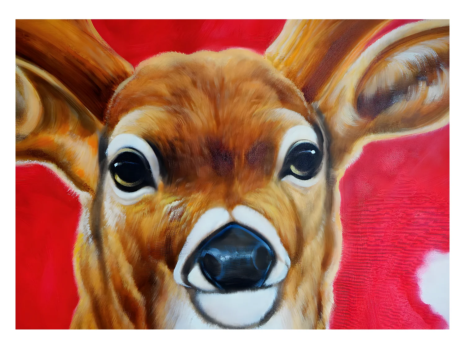 Olieverfschilderij hert, handgeschilderd