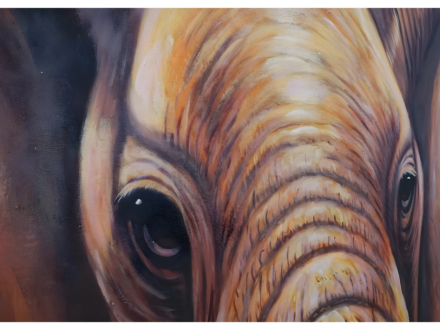 Peinture à l'huile gros plan éléphant peinte à la main