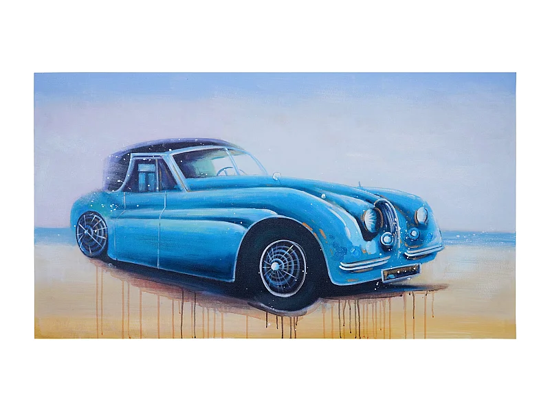 Pintura a óleo de um carro antigo pintada à mão