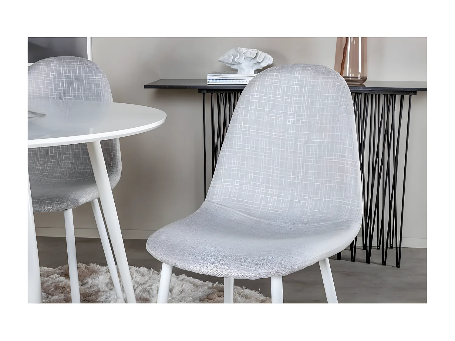 Chaises à manger lot de 2 Polar polyester gris/blanc