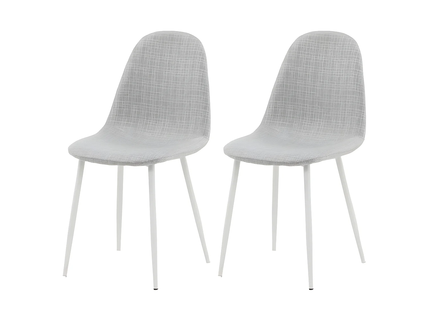 Juego de 2 sillas de comedor Polar en poliéster gris/blanco con diseño moderno y acolchado suave