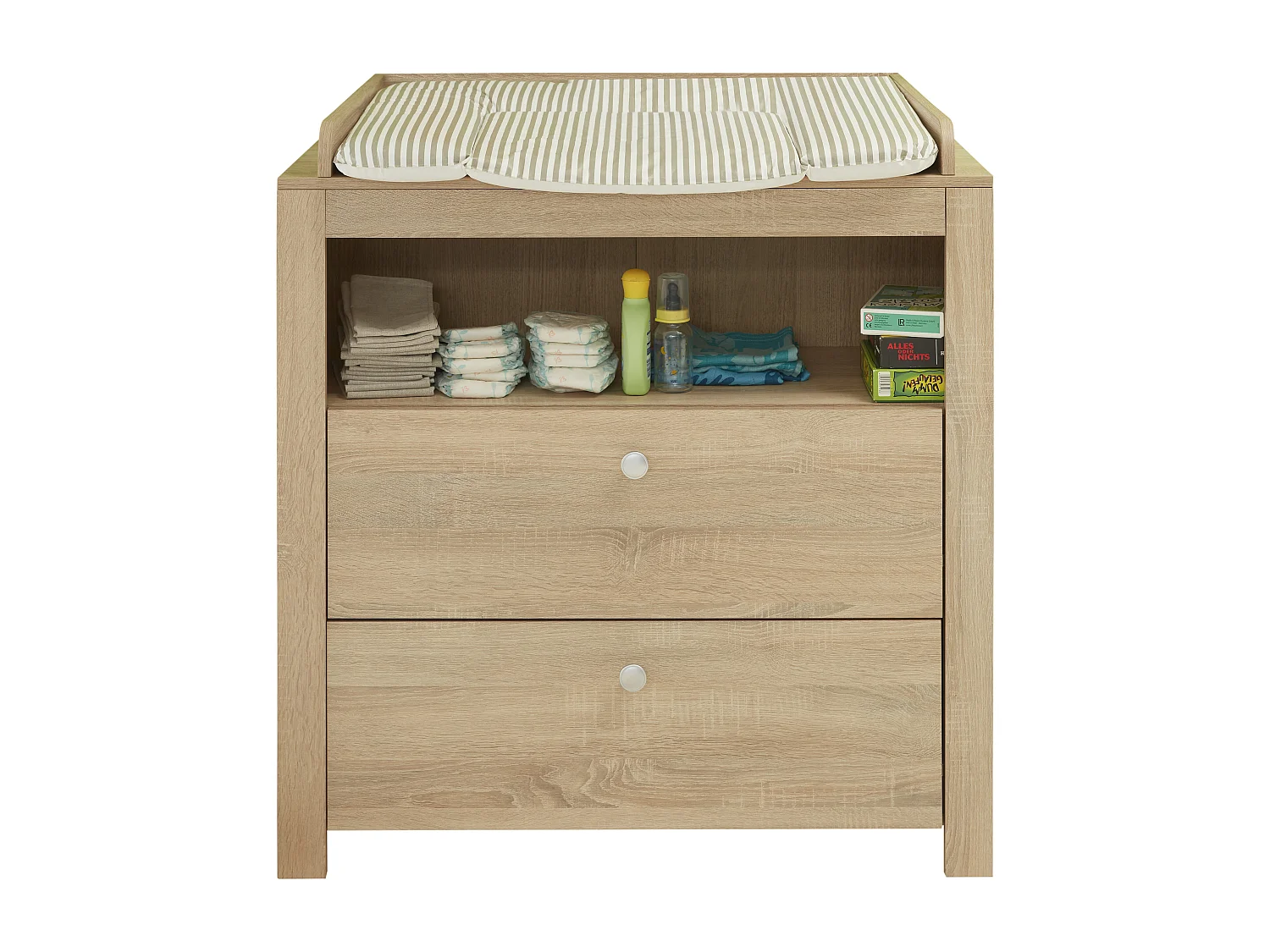 Olja commode met 2 lades en 1 plank, eiken decor.