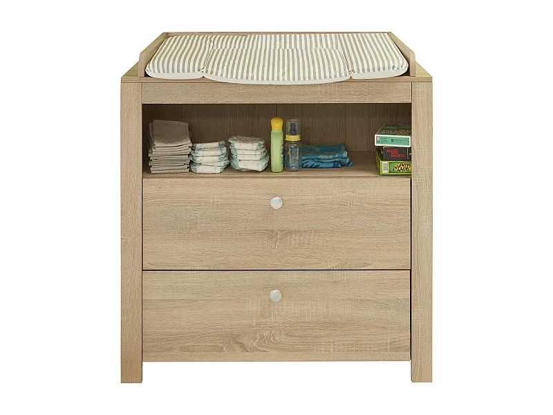 Olja commode met 2 lades en 1 plank, eiken decor.