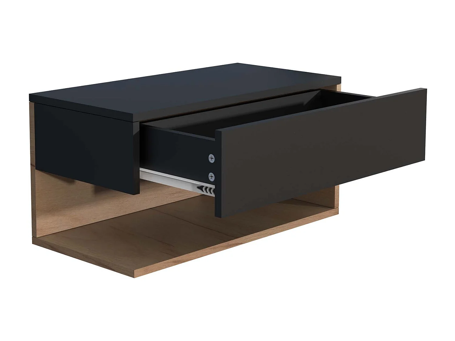 mesa de cabeceira Usal Preto/carvalho de mel A. 30 x L. 60 x P. 32 cm