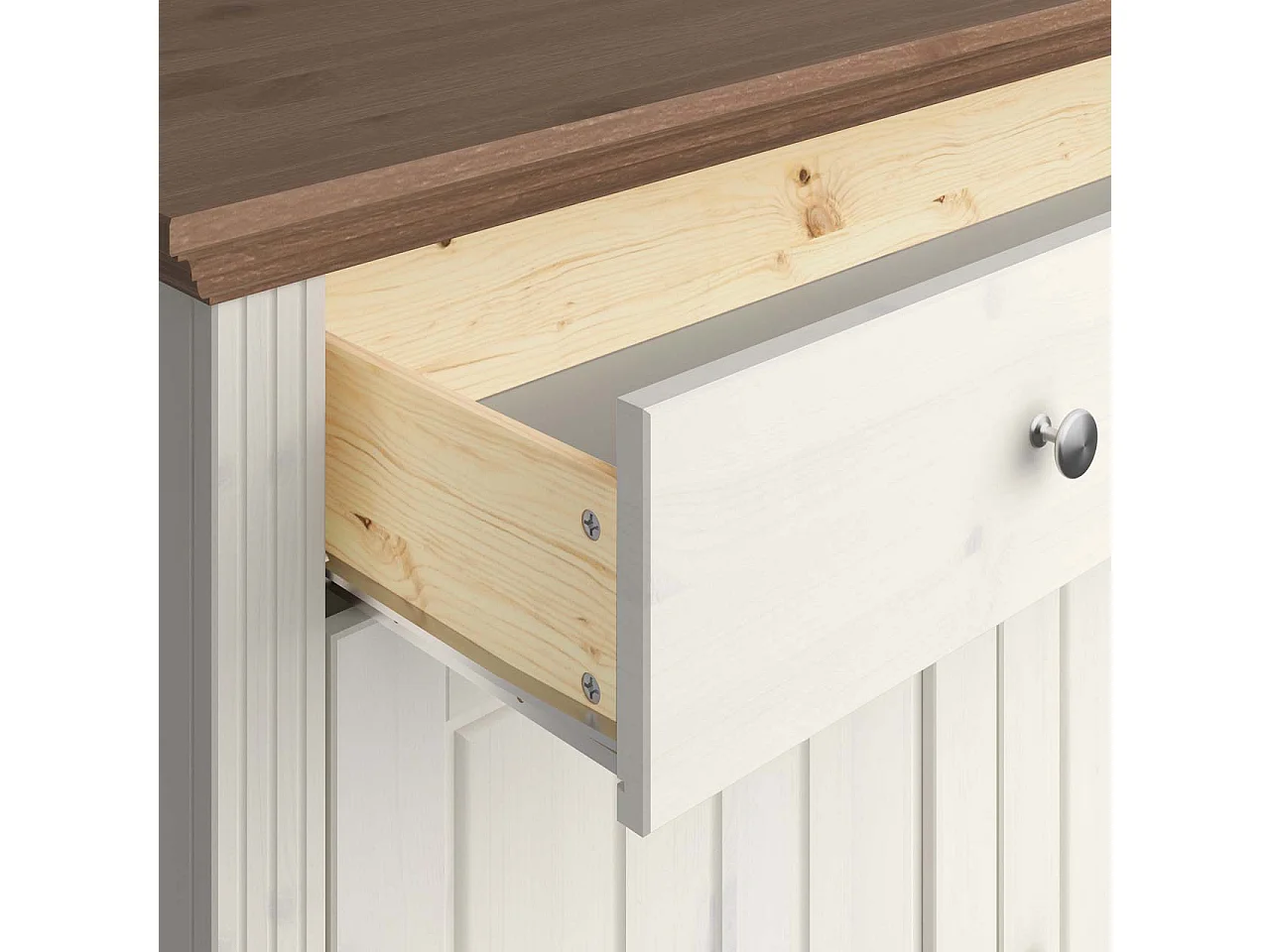 Lisa meuble à chaussures 2 portes, 1 tiroir de couleur crème.