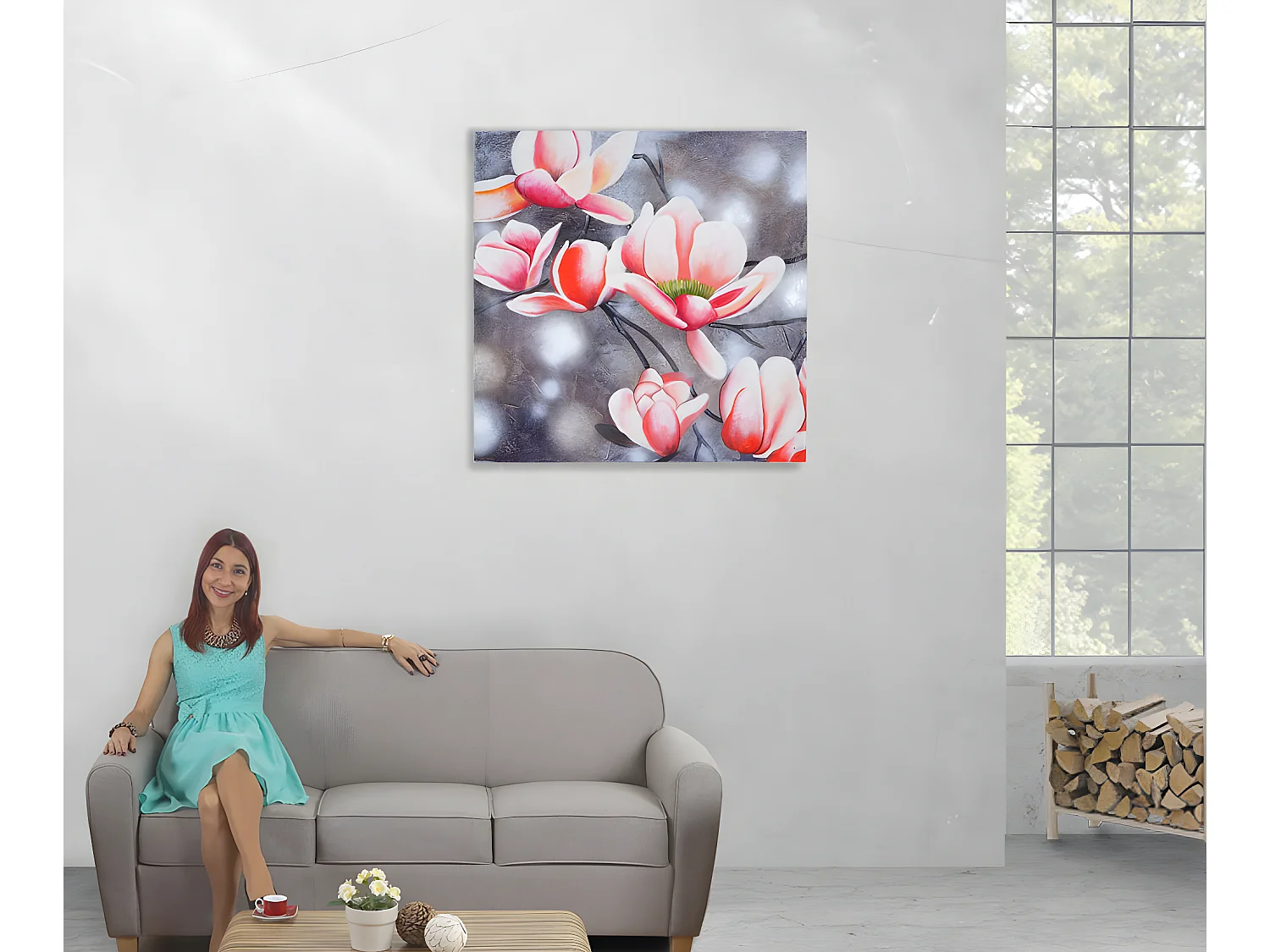 Peinture à l'huile réalisée à la main sur canevas de fleurs