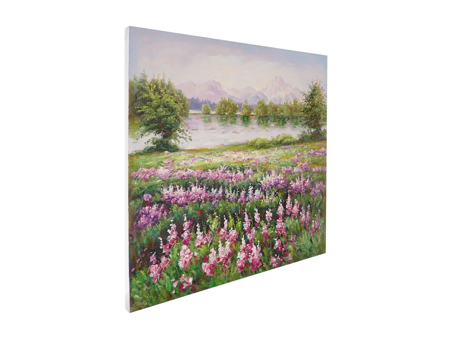 Peinture à l'huile réalisée à la main sur le thème de la prairie fleurie