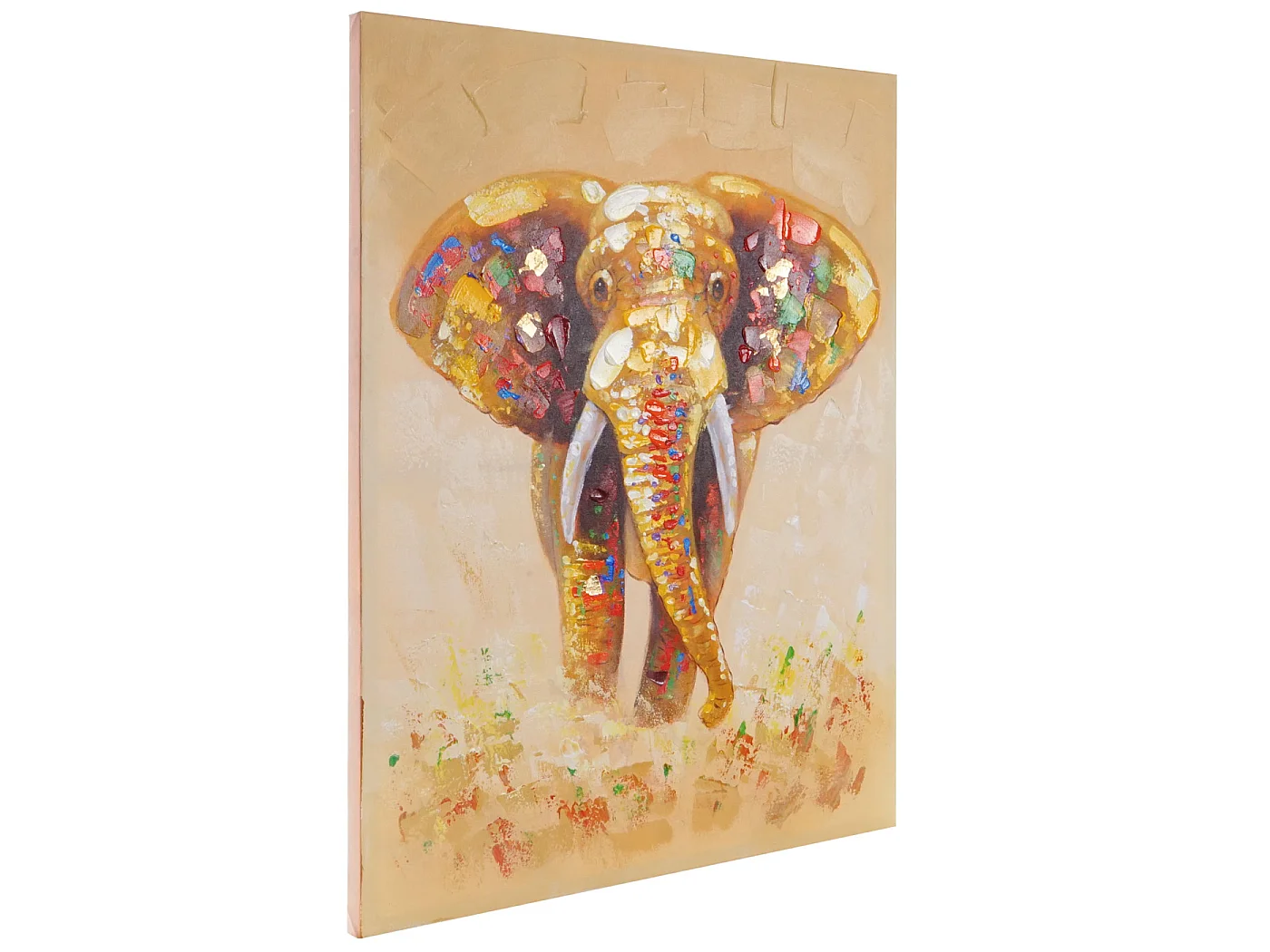 Olieverfschilderij olifant, handgeschilderd