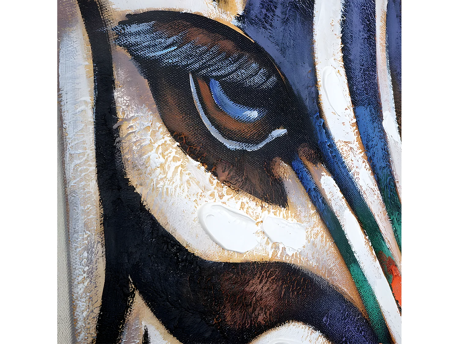 Olieverfschilderij Zebrahoofd, handgeschilderd