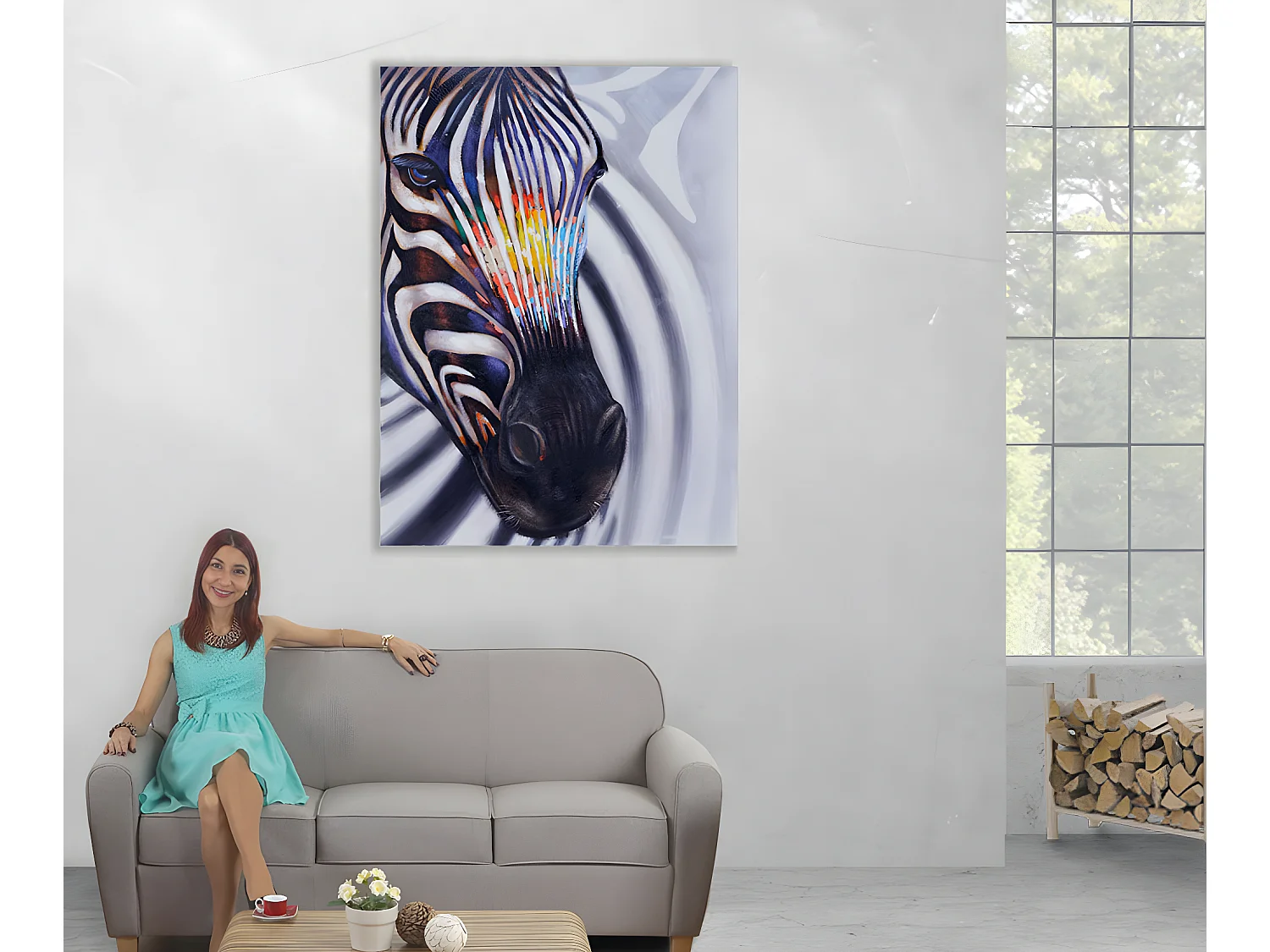 Peinture à l'huile Tête de zèbre peinte à la main