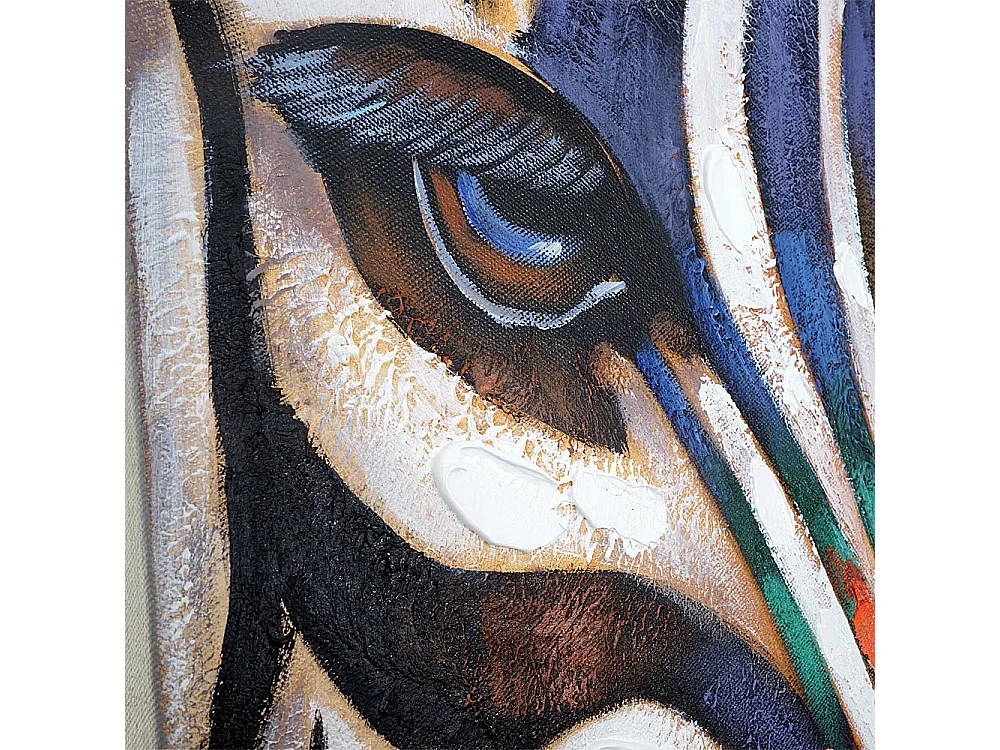 Olieverfschilderij Zebrahoofd, handgeschilderd