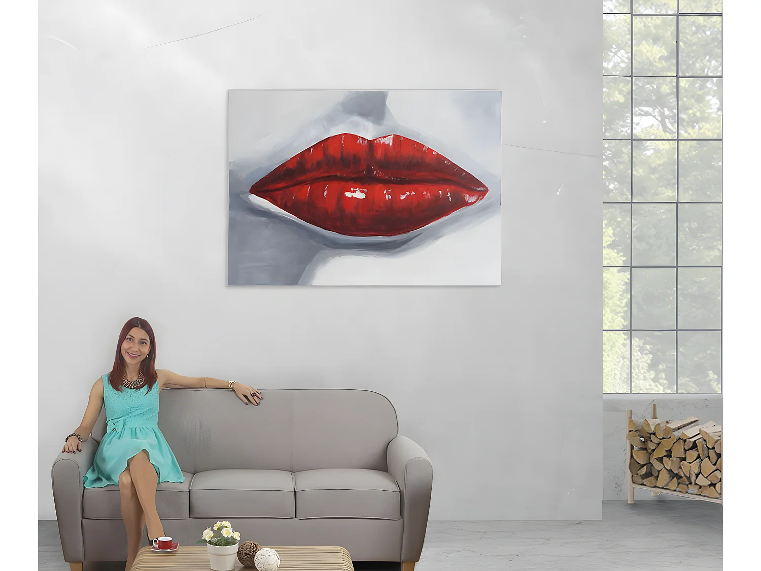 Olieverfschilderij Lippen handgeschilderd