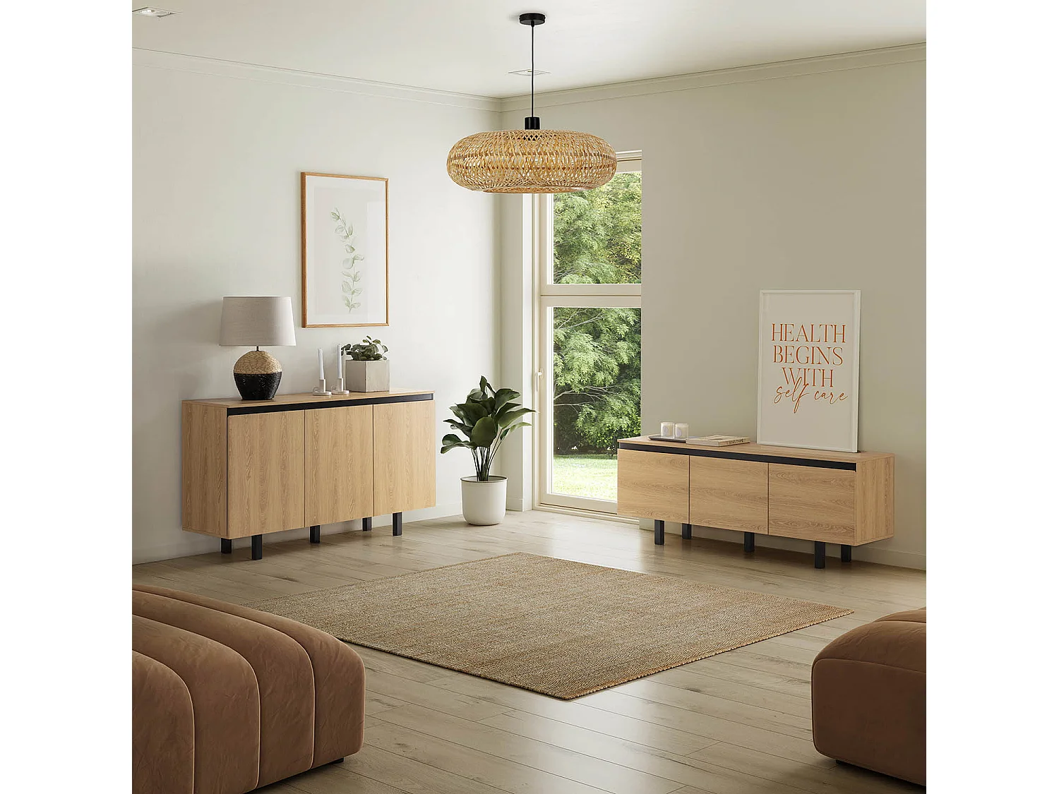 Buffet Molina 3 portes couleur chêne