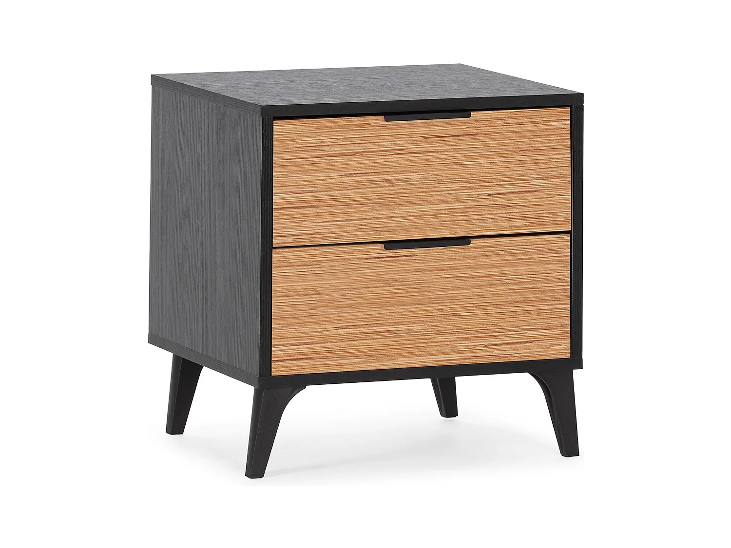 Table de chevet Denis 2 tiroirs couleur Noir/Bois